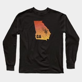 US state pride: Stamp map of Georgia (GA letters cut out) Long Sleeve T-Shirt